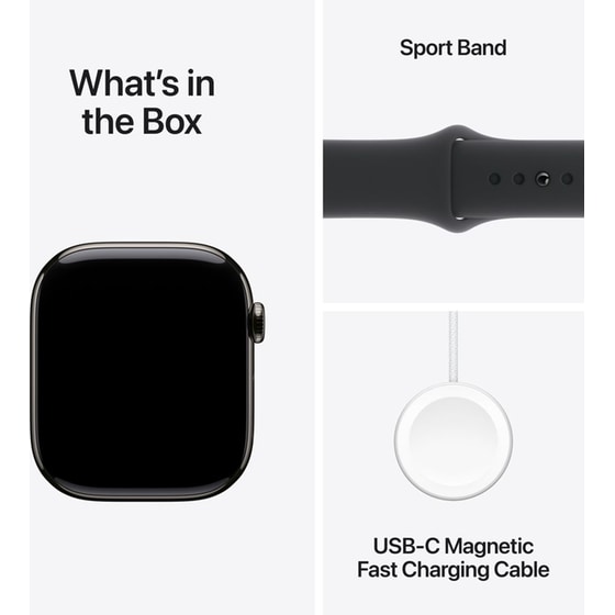 Apple Watch Series 10 GPS + Cellular 46mm Slate Titanium Case with Black Sport Band - M/L image 7