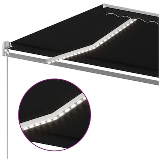 Τέντα Vidaxl Συρόμενη Χειροκίνητη με LED 400x350cm - Ανθρακί image 5