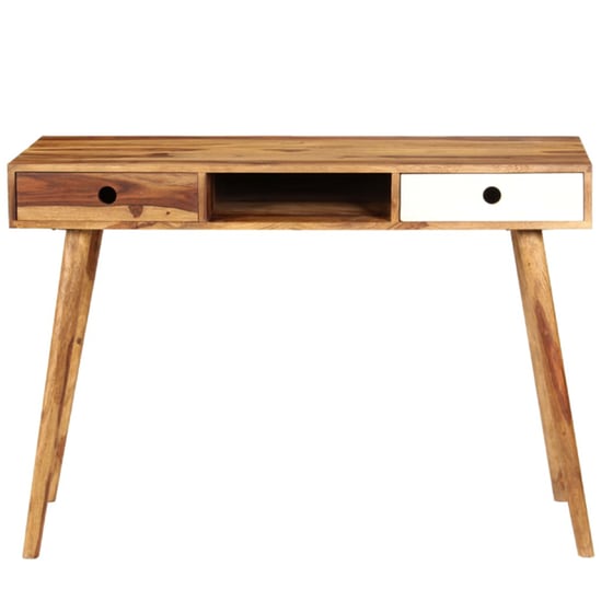 Γραφείο με Συρτάρια VidaXL από Μασίφ Ξύλο Sheesham 110x55cm - Καφέ/Λευκό image 1