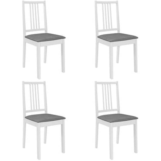 Καρέκλες Τραπεζαρίας Vidaxl από Μασίφ Ξύλο Με Μαξιλάρια 4 Τμχ - Λευκό/Γκρι image 0