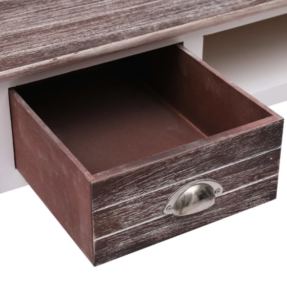 Γραφείο με Συρτάρια VidaXL από Ξύλο Παυλωνίας/Λεύκας 110x45cm - Λευκό/Γκρι image 4