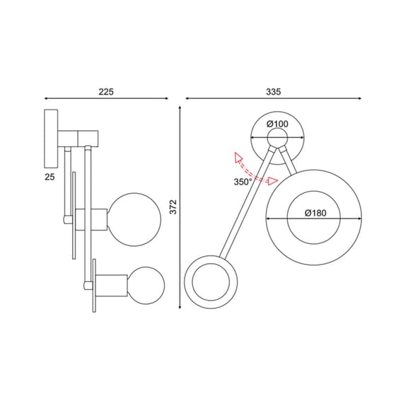 Απλίκα Τοίχου Aca Clock Od742w74bm 33.5x22.5x37.2 cm - Μαύρη image 1