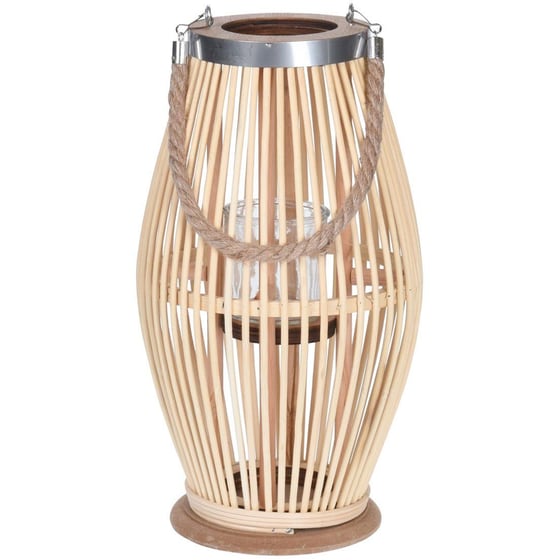 Διακοσμητικό Φανάρι Spitishop από Bamboo 21x38cm - Μπεζ image 0