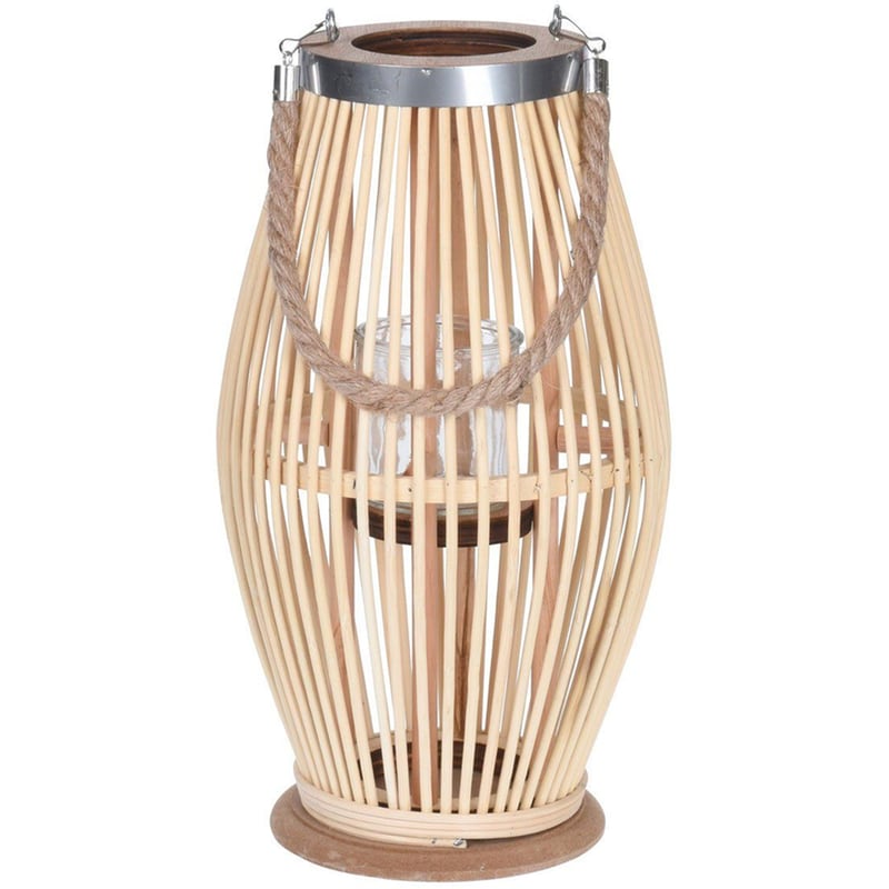 SPITISHOP Διακοσμητικό Φανάρι Spitishop από Bamboo 21x38cm - Μπεζ