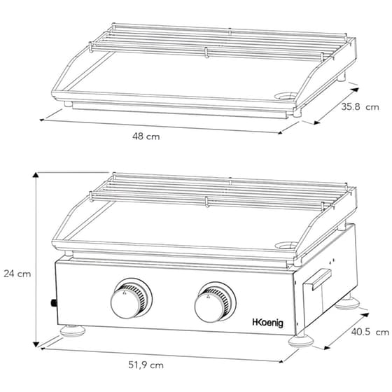 H.KOENIG PLX820 με 2 Εστίες 5kW Ψησταριά Υγραερίου image 4
