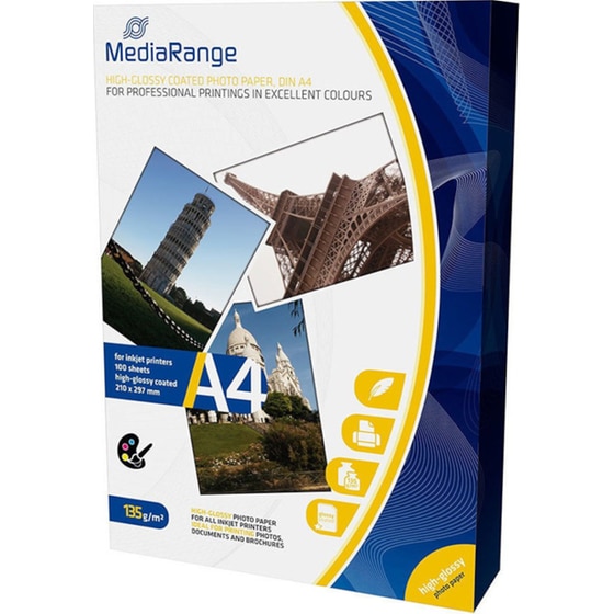 MediaRange Φωτογραφικό Χαρτί Highgloss A4 135 gr/m² για Inkjet Εκτυπωτές 100 φύλλα image 0
