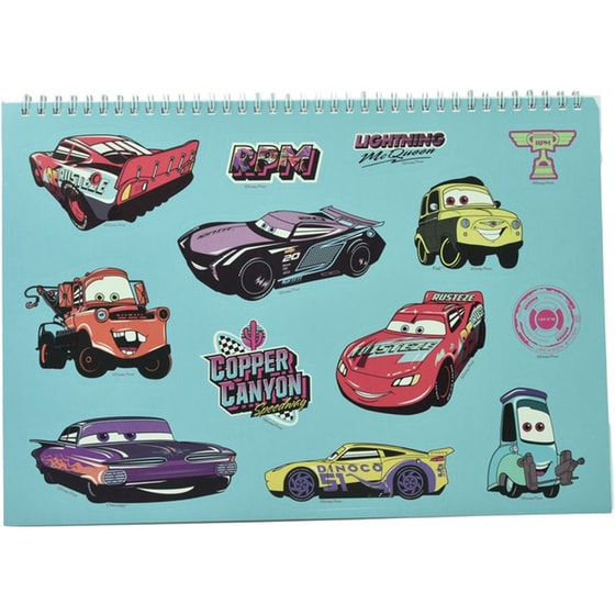 Μπλοκ Ζωγραφικής Gim 23x33 με Αυτοκόλλητα Cars 40 Φύλλων image 2
