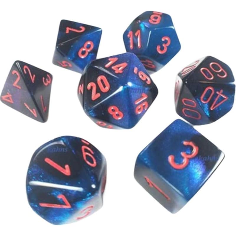 CHESSEX Σετ Ζάρια - 7 Dice Set Gemini Polyhedral Black-Starlight With Red Chessex