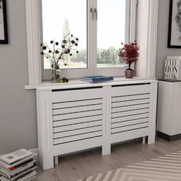 Vidaxl Κάλυμμα Καλοριφέρ Λευκό 152 X 19 X 81,5 Εκ. Από Mdf