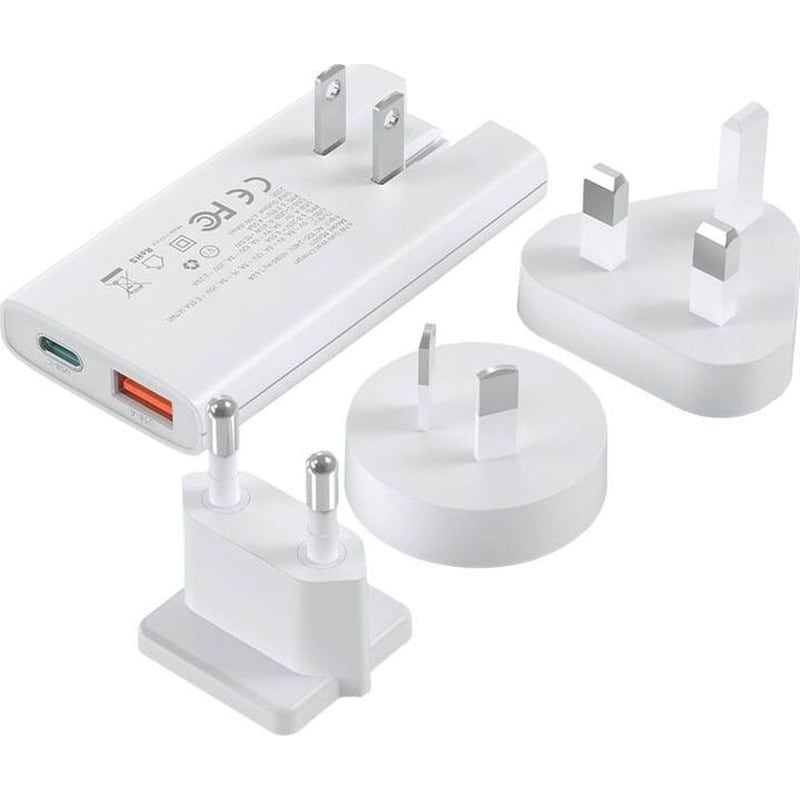 Mini Travel Wall Φορτιστής Choetech PD 65W Gan Slim USB-A+ USB-C - Λευκό