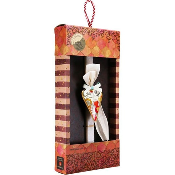 Λαμπάδα&nbsp;Synchronia&nbsp;Καρδιά&nbsp;Φλοράλ&nbsp;Μπεζ image 2