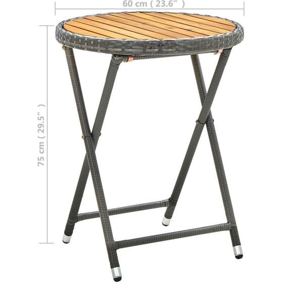 Τραπέζι Εξωτερικού Χώρου Πτυσσόμενο VidaXL από Ρατάν/Ξύλο φ60x75 cm - Γκρι image 6