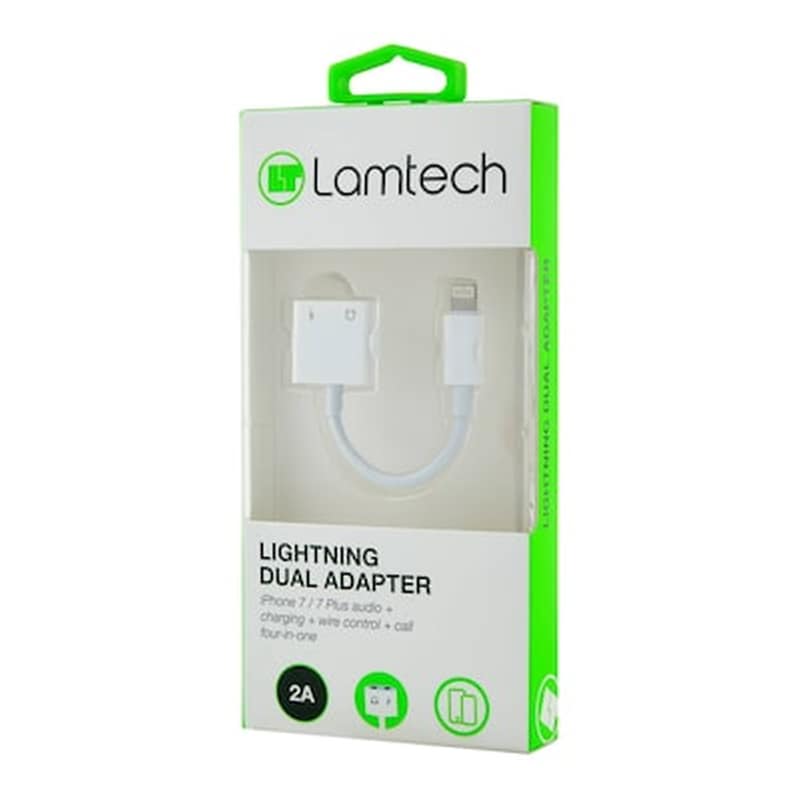 Αντάπτορας Lamtech Dual Lightning Adapter 4 In 1 2A - White φωτογραφία