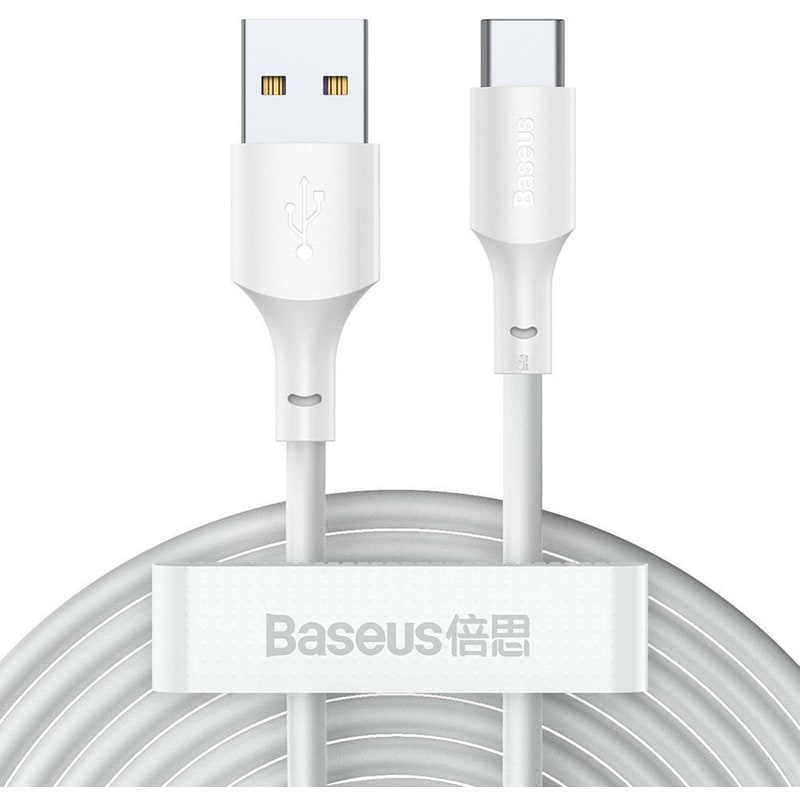 Σετ Καλωδίων Baseus Simple Wisdom Kit Usb To Usb-C 5a (2pcs/set) 1.5m - White