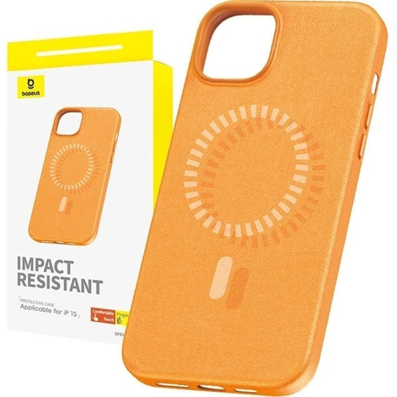 Θήκη Apple iPhone 15 - Baseus Fauxther Series Case με MagSafe - Πορτοκαλί image 1