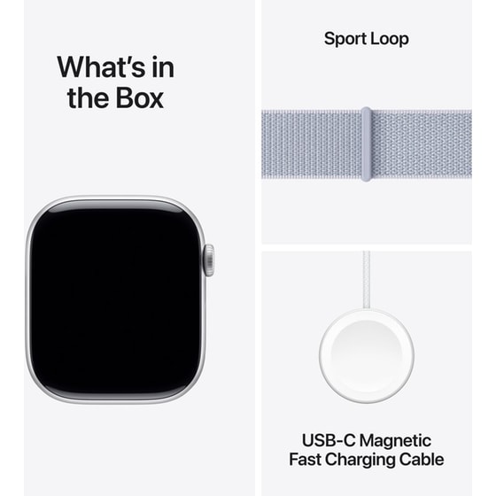Apple Watch Series 10 GPS 46mm Silver Aluminium Case with Blue Cloud Sport Loop image 9