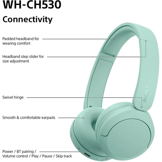 Sony WH-CH530 Ασύρματα Ακουστικά Κεφαλής Bluetooth - Mint image 9