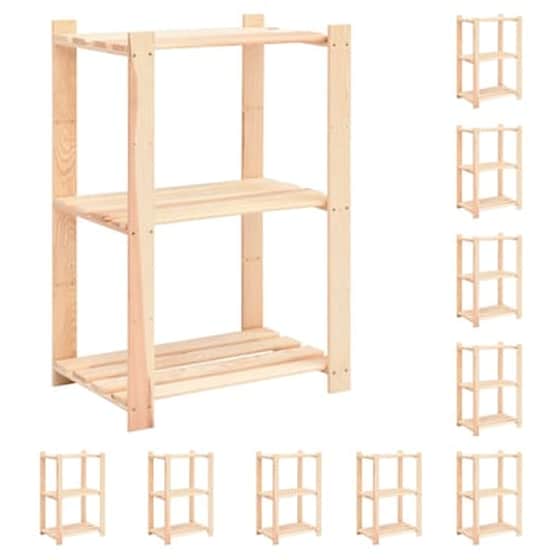 Vidaxl Ραφιέρες 3 Επιπέδων 10 Τεμ 150 Κ. 60x38x90 Εκ Μασίφ Ξύλο Πεύκου image 1
