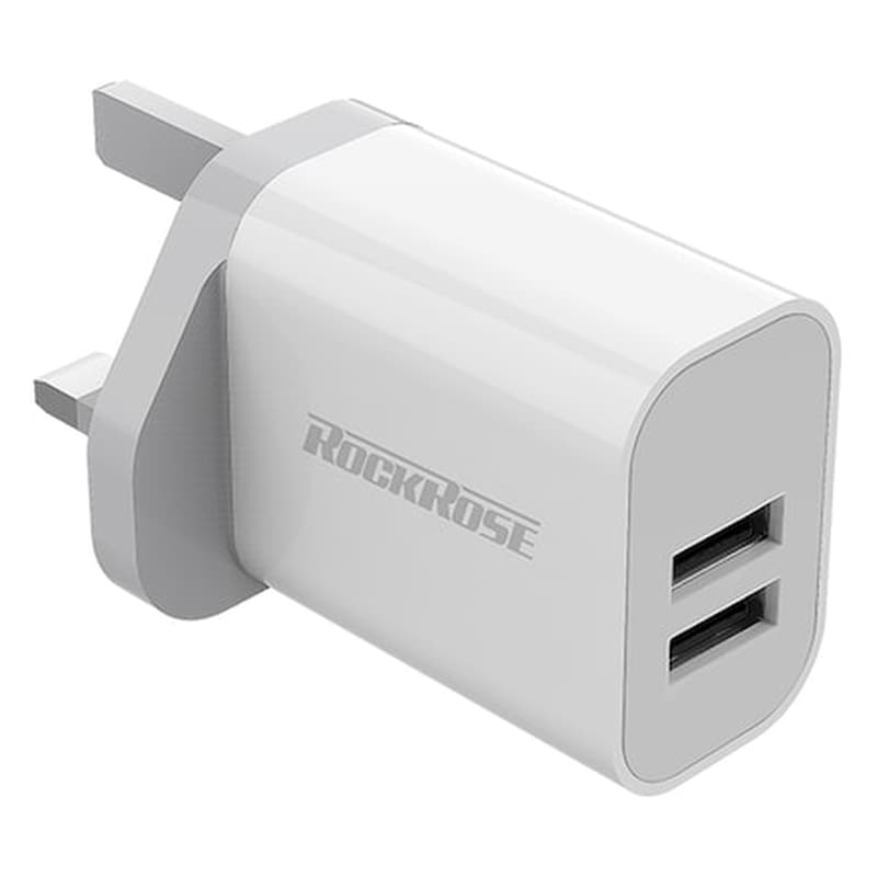 ROCKROSE Φορτιστής Πρίζας Rockrose Uk A2 2x Usb 2.4A 12W - White