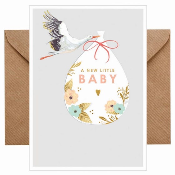 Ευχετήρια Κάρτα Γέννησης Πελαργός 17 x 12 cm image 0