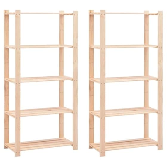 Vidaxl Ραφιέρες 5 Επιπέδων 2 Τεμ. 250 Κ 80x38x170 Εκ Μασίφ Ξύλο Πεύκου image 0