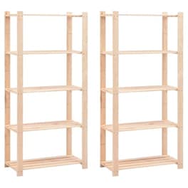 Vidaxl Ραφιέρες 5 Επιπέδων 2 Τεμ. 250 Κ 80x38x170 Εκ Μασίφ Ξύλο Πεύκου