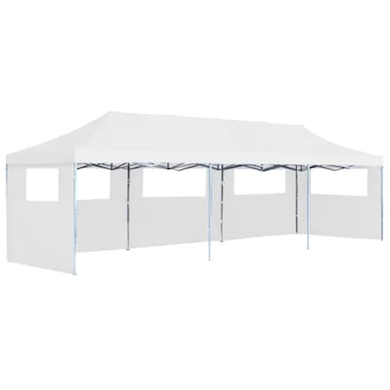 Vidaxl Τέντα Εκδηλώσεων Με 5 Τοιχώματα Πτυσσόμενη Pop-up Λευκή 3x9 Μ. image 1
