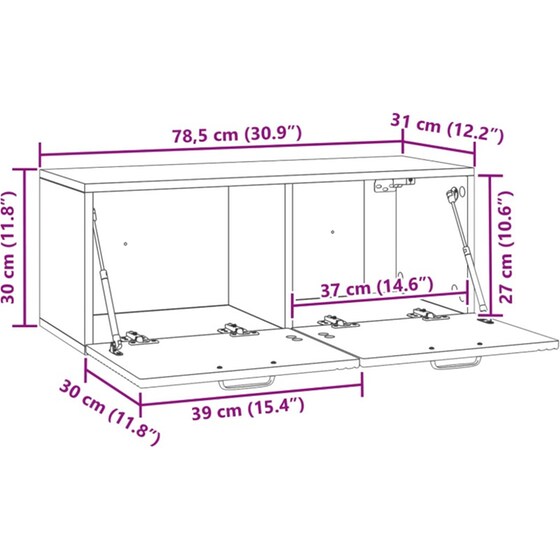 Επιτοίχιο Έπιπλο Τηλεόρασης VidaXL 78.5x31x30 cm - Γκρι image 10