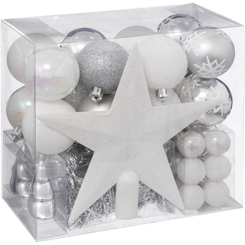 Σετ Χριστουγεννιάτικα Στολίδια Spitishop Με Κορυφή A-s Deco Kit White 694531s Πλαστικό 44 Τμχ - Μπάλα