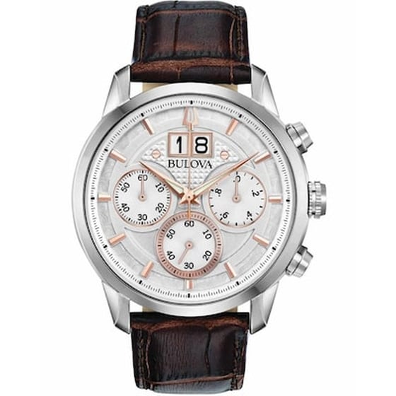 Bulova Marine Star Chronograph Brown Leather Strap image 0
