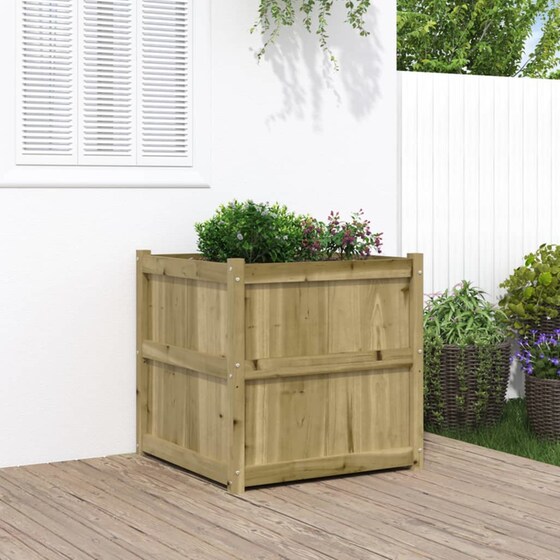 Ζαρντινιέρα VidaXL από Μασίφ Ξύλο Πεύκου 70x70cm - Καφέ image 1
