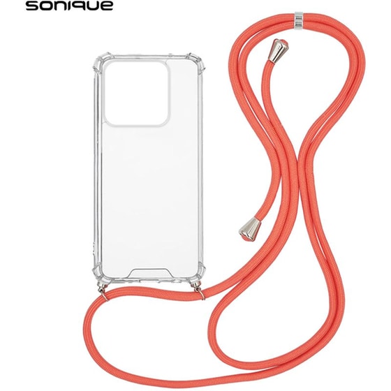 Θήκη Xiaomi Xiaomi 14 - Sonique Armor Σιλικόνης Με Κορδόνι Κοραλλί - Clear image 0
