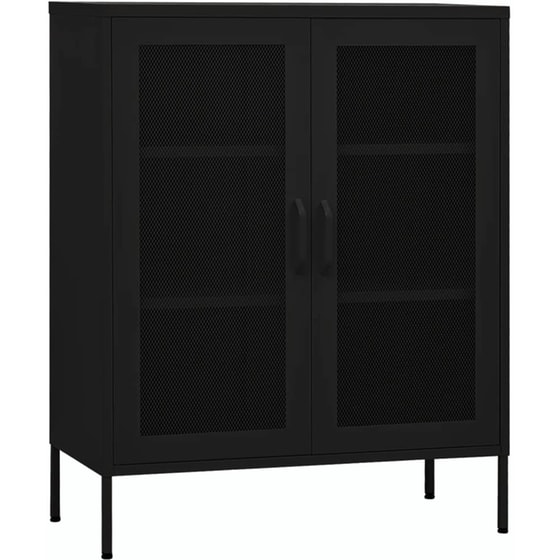 Ντουλάπι Γραφείου VidaXL από Ατσάλι 80x35x101.5 cm - Μαύρο image 0