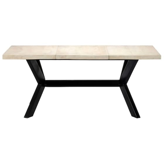 Τραπεζαρία Vidaxl από Μασίφ Ξύλο Μάνγκο 180x90x75 cm - Λευκή/Μαύρή image 2