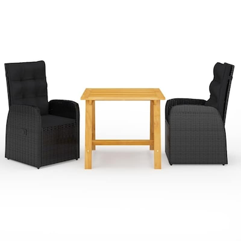 Vidaxl Σετ Τραπεζαρίας Κήπου 3 Τεμαχίων Μαύρο VIDAXL