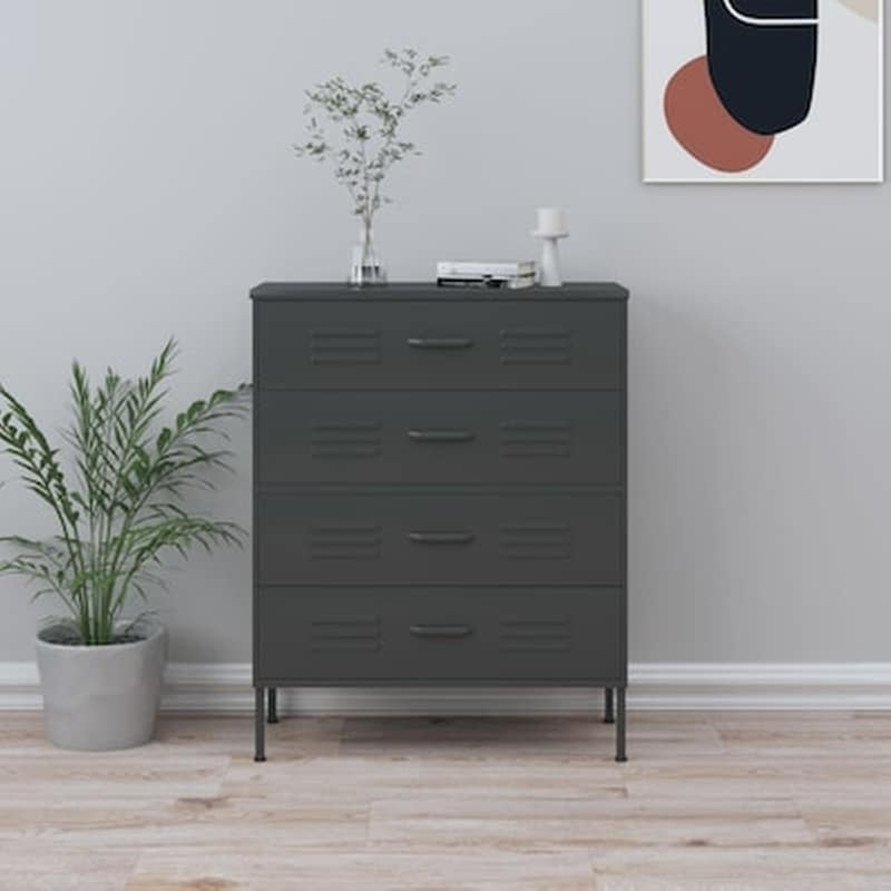 VIDAXL Vidaxl Συρταριέρα Ανθρακί 80 X 35 X 101,5 Εκ. Από Ατσάλι