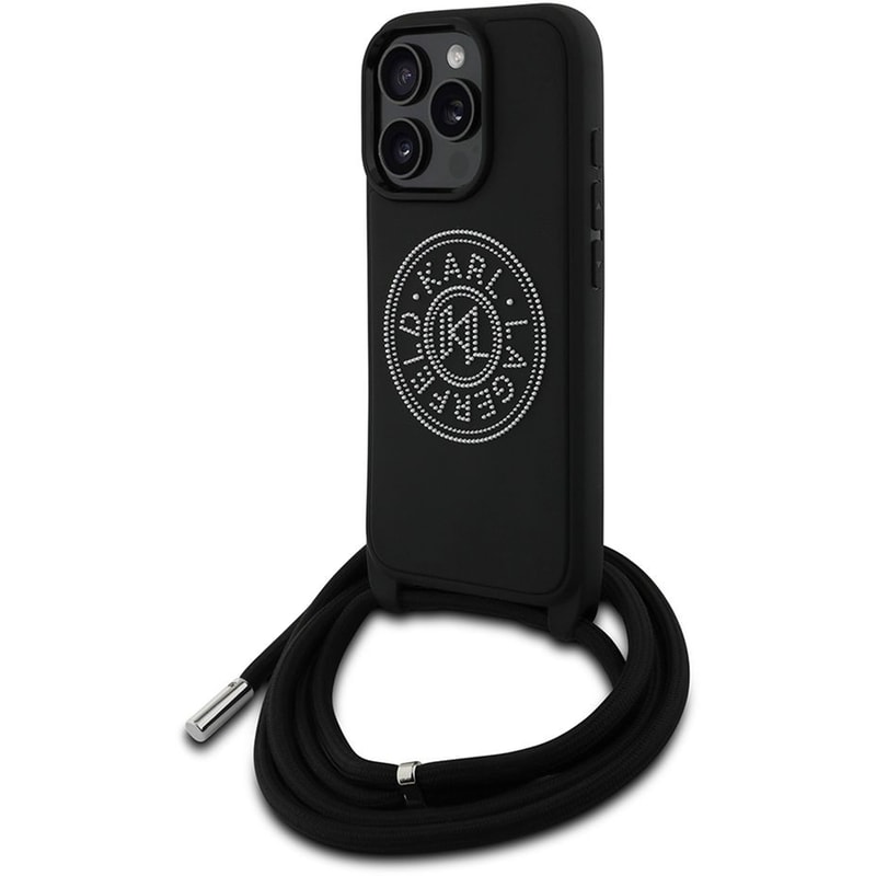 Θήκη Apple iphone 16 Pro - Karl Lagerfeld 3D Raised Round Logo Crossbody - Μαύρο