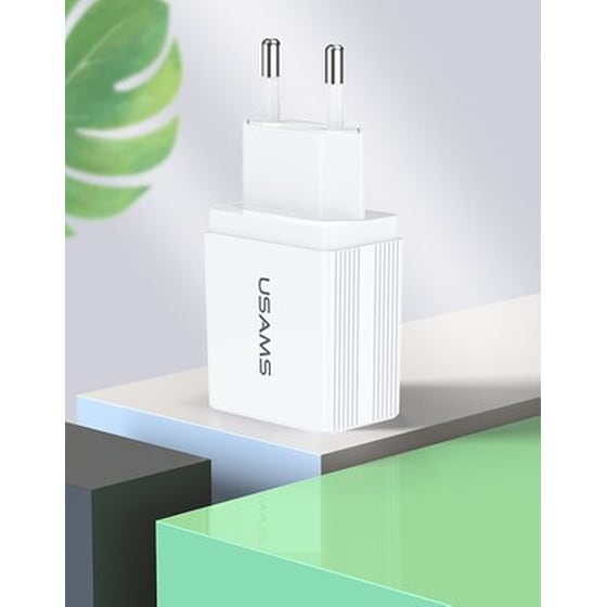 Φορτιστής Πρίζας Usams T24 Us-cc090 2x Usb 2.1A - White image 1