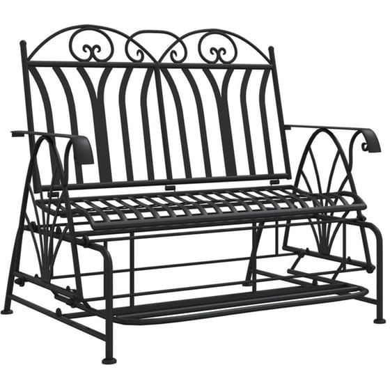 Διθέσιο Παγκάκι Κήπου VidaXL Κουνιστό Ατσάλινο 114x83x98 cm - Μαύρο image 0