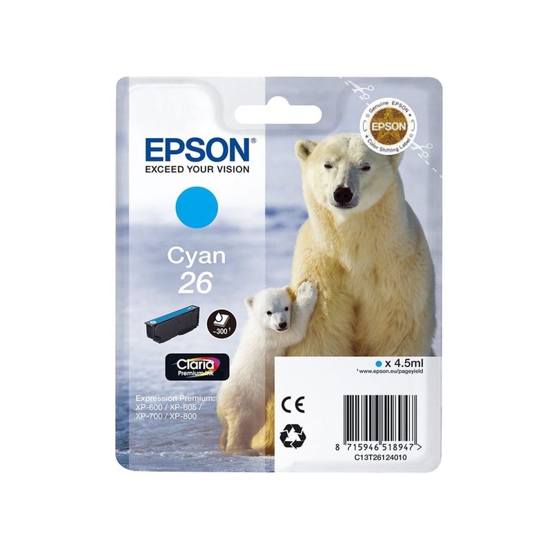 Epson 26 Κυανό Μελάνι Εκτυπωτή C13T26124010