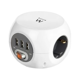 Πολύπριζο Ewent EW3939 Power Block 3 Θέσεων & 3x Usb 1.5m - Λευκό