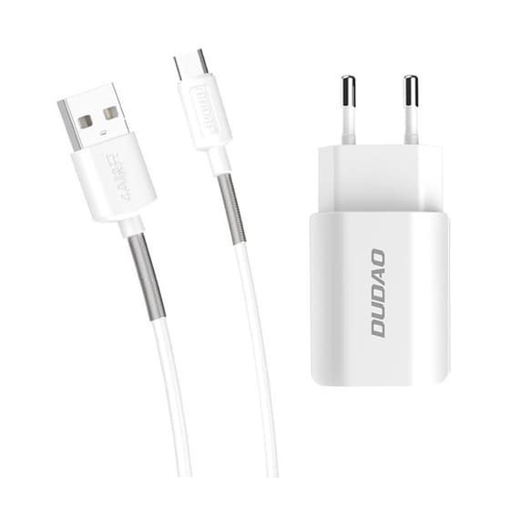 Σετ Φόρτισης Dudao 2x Usb 2.4A 12W with cable Usb-C 1m - White image 1