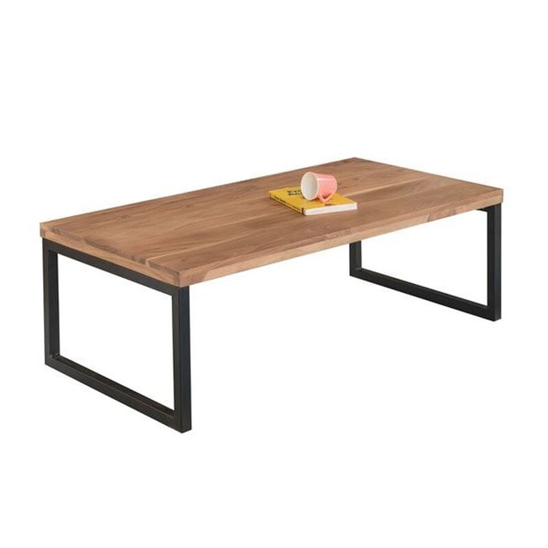 WOODWELL Τραπεζάκι Σαλονιού Woodwell από Ξύλο Ακακίας 115x60x40cm - Καφέ/Μαύρο