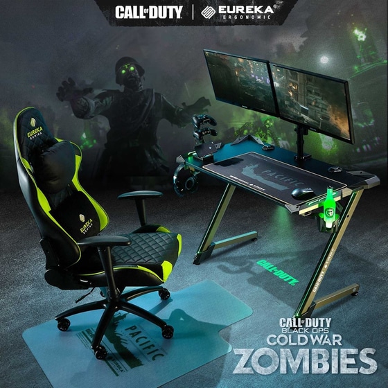 Γραφείο Gaming Eureka Ergonomic από Carbon Fiber 112x63.5cm - Μαύρο image 3