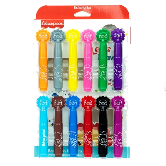 Μαρκαδόροι Ζωγραφικής Fisher Price Let's Draw Λιονταράκι (12 Τεμάχια) image 1