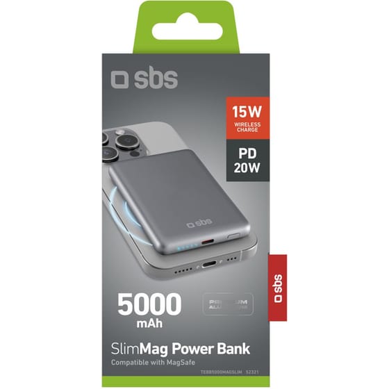 Powerbank SBS Slim Wireless 5.000mAh - Γκρι image 1