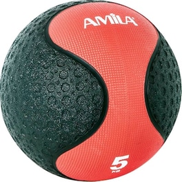 Μπάλα Medicine Amila Dual Handle Κατάλληλη για Ενδυνάμωση 5 kg 25 cm από Λάστιχο - Μαύρο