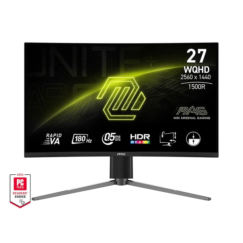 MSI MAG 27CQ6PF Gaming Monitor 27 Quad HD VA Curved 180Hz 0.5 ms