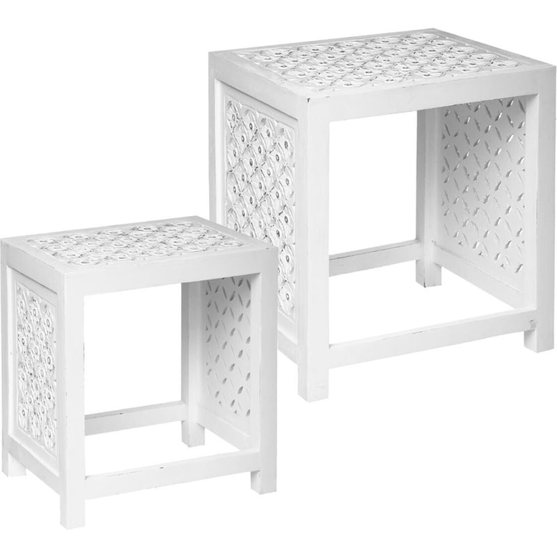 SPITISHOP Σετ Τραπεζάκια Σαλονιού Spitishop A-s Fanny από MDF 179116 2 Τμχ - Λευκά