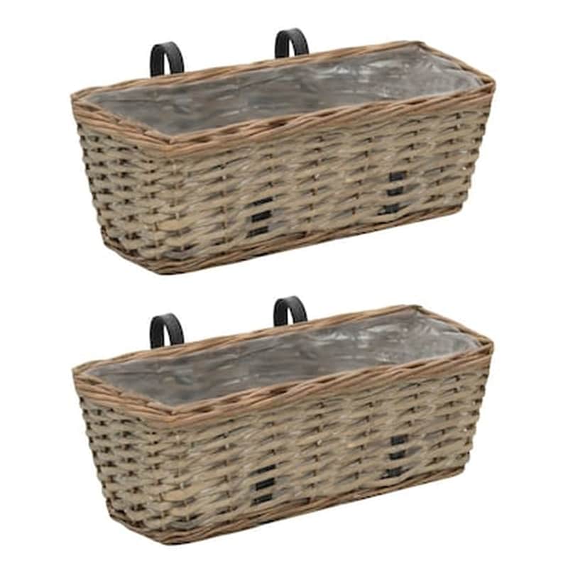 VIDAXL Vidaxl Ζαρντινιέρες Μπαλκονιού 2 Τεμ. 40 Εκ. Από Wicker Με Επένδυση Pe